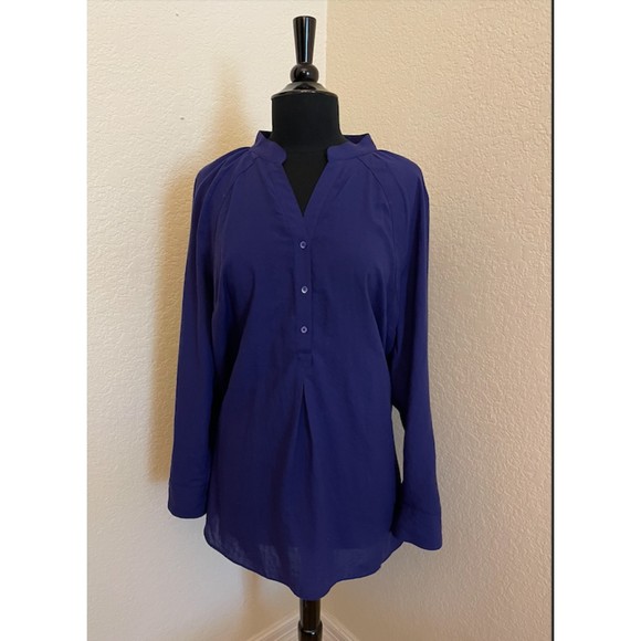 Nicole by Nicole Miller Tie Back Long Sleeve Tunic Button Shirt - Sz XL - Picture 2 of 7